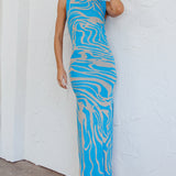 Elsinore Sleeveless Knit Maxi Dress Blue