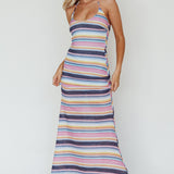 Kandy Crochet Maxi Dress Stripe Blue Multi
