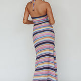 Kandy Crochet Maxi Dress Stripe Blue Multi