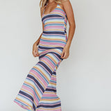 Kandy Crochet Maxi Dress Stripe Blue Multi