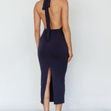 Caden Backless Halterneck Dress Navy