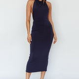 Caden Backless Halterneck Dress Navy