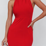 Caden Backless Halterneck Dress Red