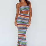 Tulum Knit Midi Skirt Blue Multi