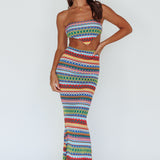 Tulum Knit Midi Skirt Blue Multi