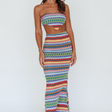 Tulum Knit Midi Skirt Blue Multi