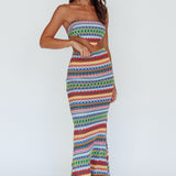 Tulum Knit Midi Skirt Blue Multi