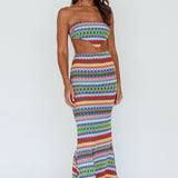 Tulum Knit Midi Skirt Blue Multi