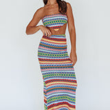 Tulum Knit Midi Skirt Blue Multi