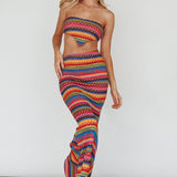 Tulum Knit Midi Skirt Pink Multi