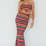 Tulum Knit Midi Skirt Pink Multi