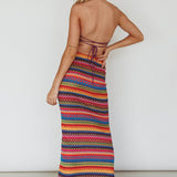 Tulum Knit Midi Skirt Pink Multi