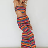 Tulum Knit Midi Skirt Pink Multi