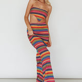 Tulum Knit Midi Skirt Pink Multi