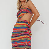 Tulum Knit Midi Skirt Pink Multi