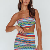 Tulum Tied Back Crop Top Blue Multi