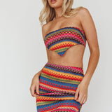 Tulum Tied Back Crop Top Pink Multi