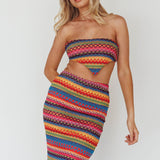 Tulum Tied Back Crop Top Pink Multi
