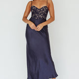 Evening Star Lace Bodice Maxi Dress Navy