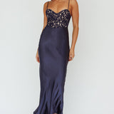 Evening Star Lace Bodice Maxi Dress Navy