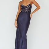 Evening Star Lace Bodice Maxi Dress Navy