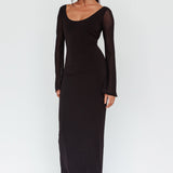 Crystal Ball Open Back Ruched Maxi Dress Black