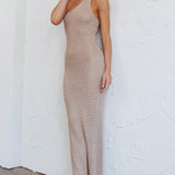 Next Level One-Shoulder Crochet Maxi Dress Beige
