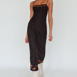 Star Garden Embroidered Midi Dress Black