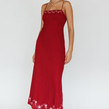 Star Garden Embroidered Midi Dress Wine