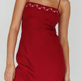 Star Garden Embroidered Midi Dress Wine