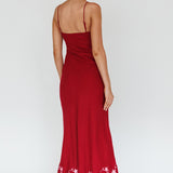 Star Garden Embroidered Midi Dress Wine