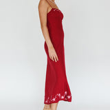 Star Garden Embroidered Midi Dress Wine