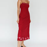 Star Garden Embroidered Midi Dress Wine