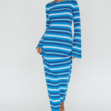Jozie Long Sleeve Maxi Dress Stripe Blue