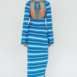 Jozie Long Sleeve Maxi Dress Stripe Blue