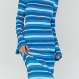 Jozie Long Sleeve Maxi Dress Stripe Blue
