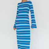Jozie Long Sleeve Maxi Dress Stripe Blue