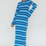 Jozie Long Sleeve Maxi Dress Stripe Blue