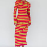 Jozie Long Sleeve Maxi Dress Stripe Orange