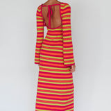 Jozie Long Sleeve Maxi Dress Stripe Orange