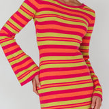 Jozie Long Sleeve Maxi Dress Stripe Orange