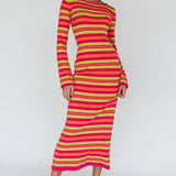 Jozie Long Sleeve Maxi Dress Stripe Orange