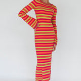 Jozie Long Sleeve Maxi Dress Stripe Orange