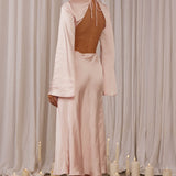 Doting Bell Sleeve Cut-Out Midi Dress Blush
