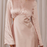 Doting Bell Sleeve Cut-Out Midi Dress Blush