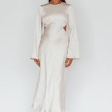 Doting Bell Sleeve Cut-Out Midi Dress Champagne