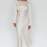 Doting Bell Sleeve Cut-Out Midi Dress Champagne