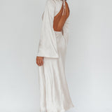 Doting Bell Sleeve Cut-Out Midi Dress Champagne