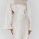 Doting Bell Sleeve Cut-Out Midi Dress Champagne