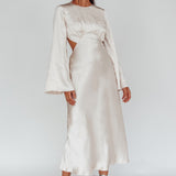 Doting Bell Sleeve Cut-Out Midi Dress Champagne